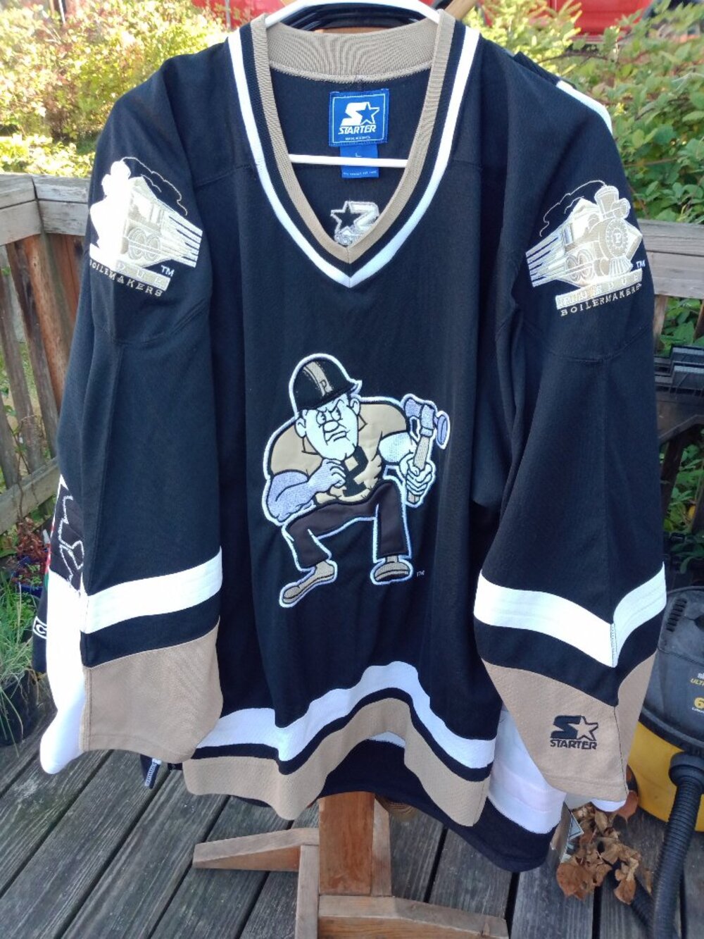 (L) Starter Purdue Boilermakers NCAA Hockey Jersey Purdue Pete mascot